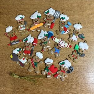 Set of 14 Baking Themed Gingerbread People Holiday Ornamets